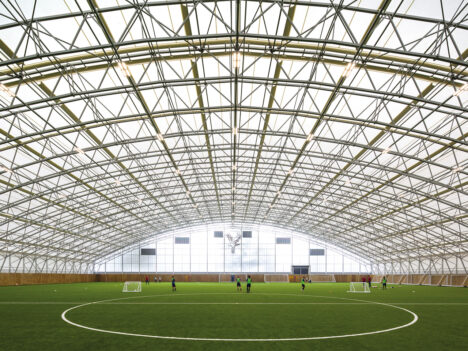 Crystal Palace F.C.'s football hall in London, pictured from the inside.