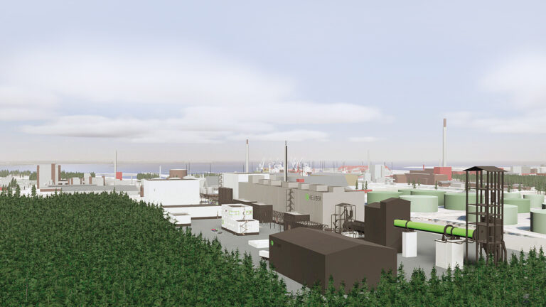 A 3D graphic of the Keliber lithium refinery in the Kokkola Industrial Park.