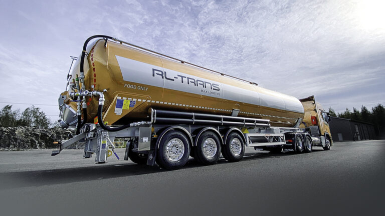 One of RL-Trans’ tank trucks. It says “Food only” on the side.