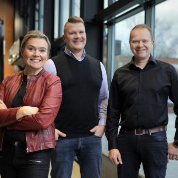Mirka's Marketing Director Nina Nyman, Production Manager at the Power Tools & Ploshing Unit Markku Kalliosaari, and General Manager at the Power Tools Development Unit Veli-Pekka Västi.